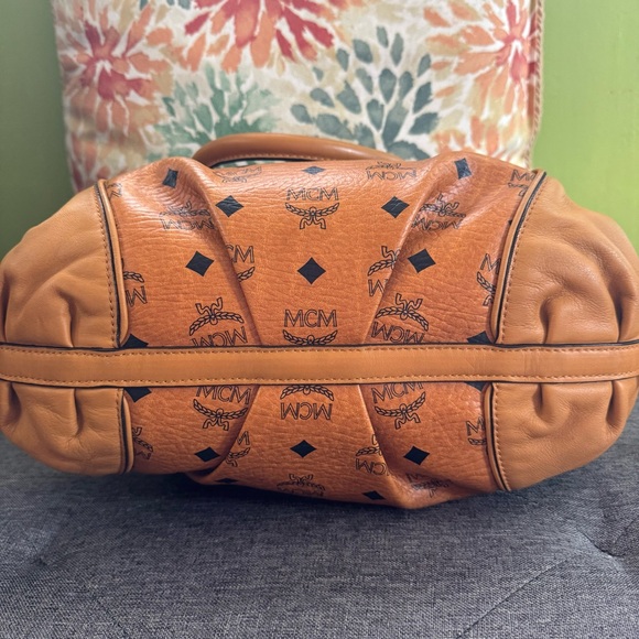 MCM Cognac Visetos Logo Satchel Bag - Picture 5 of 11